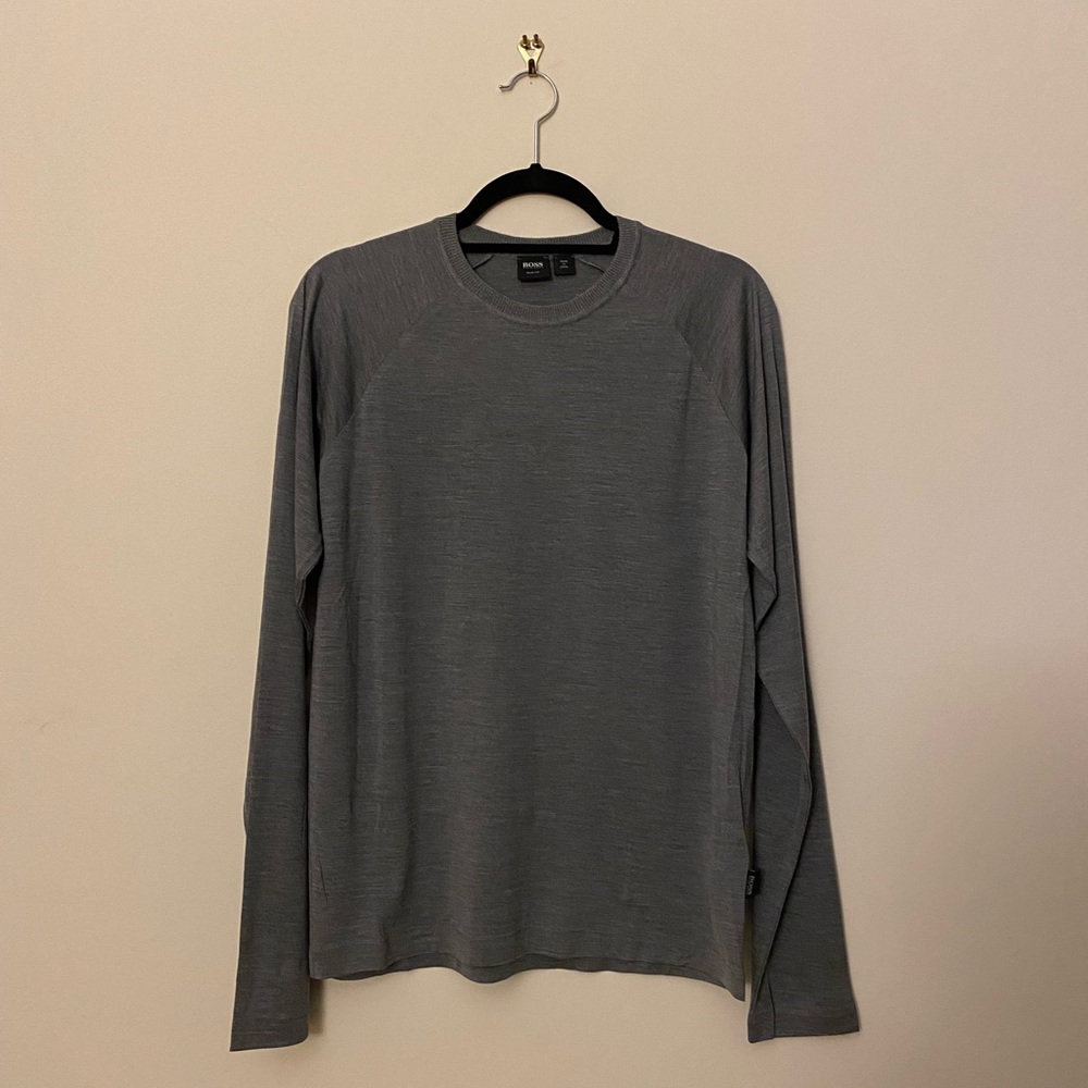 Men’s Boss Hugo Boss Long Sleeve Crewneck in Gray